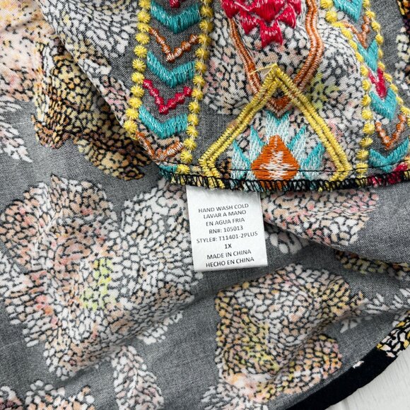 Emily Wonder Womens Plus Size 1X Floral Boho Top - Picture 4 of 5